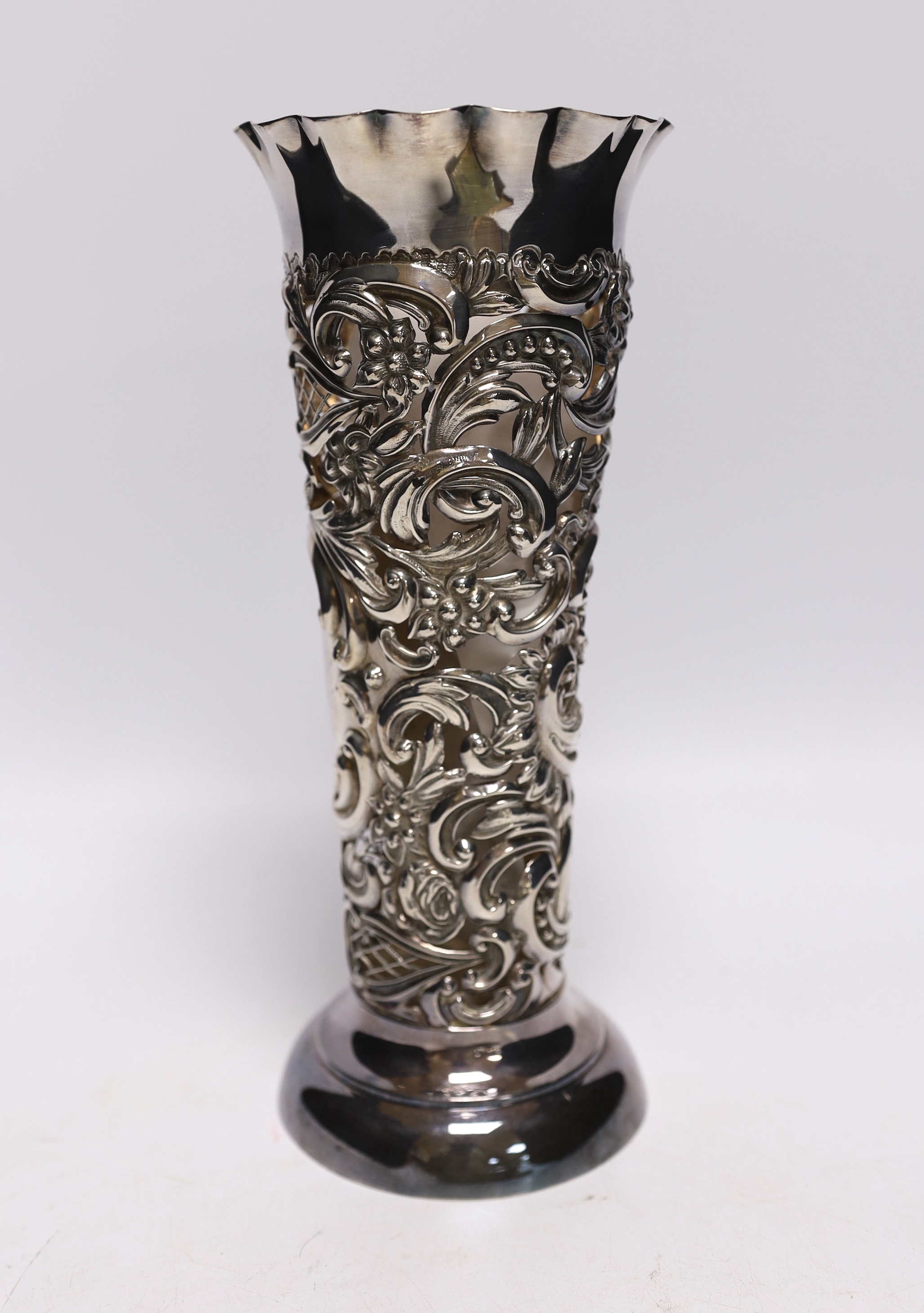 D’Oyly Carte and Gilbert & Sullivan interest; A silver vase by William Comyns with etched dedication; ‘Alice, from Arthur Sullivan 9 June 1892’, hallmarked London 1891, together with a 1920s autograph book of D’Oyly Cart